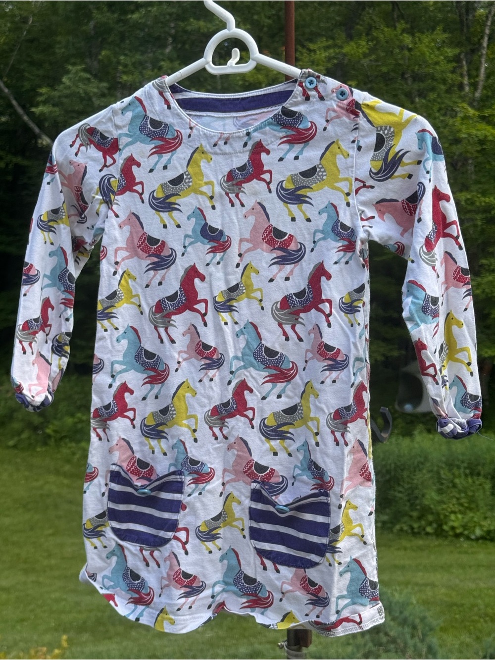 Kids Long-Sleeve Horse Print Tunic in Multi-Color